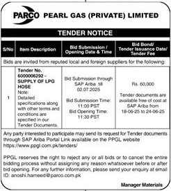 Pearl Gas Private Limited Tender Notice